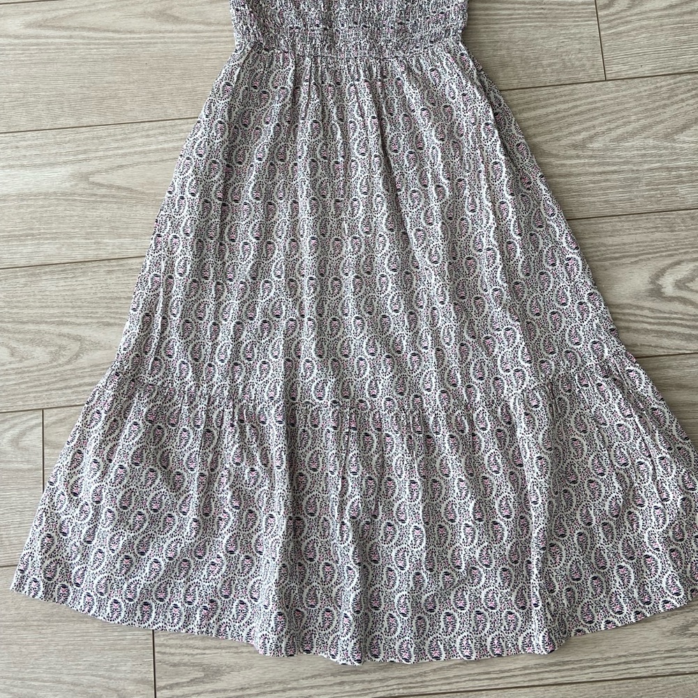 GAP Ruffle Smocked Midi Dress with Pink and Cream Paisley Print